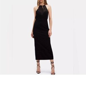 Bardot Chameleon Lace Halter Open Back Midi Dress In Black Size US 6 Nordstrom